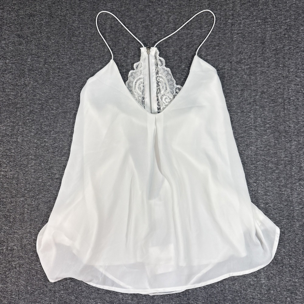 NWT ReVamped Women's White Lace Back Spaghetti Strap Camisole Tank Top Large